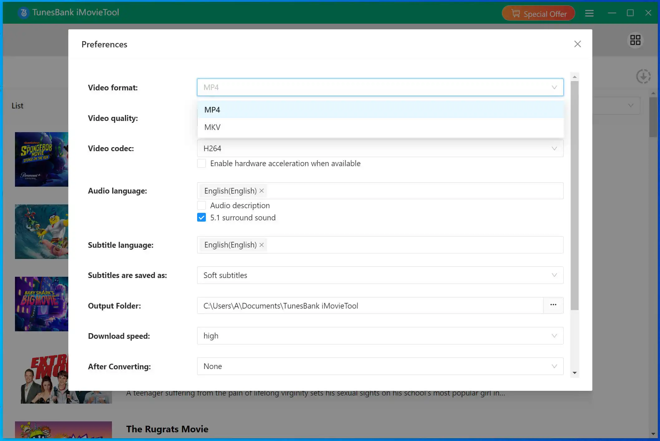 Set MP4 as Output Formats