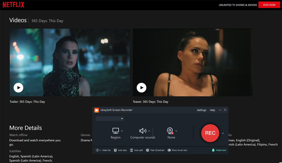 screen recording Netflix settinng