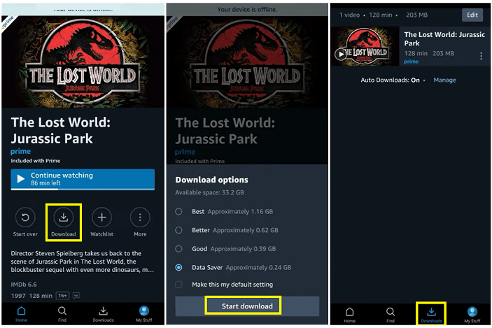 watch Amazon Video offline on phone