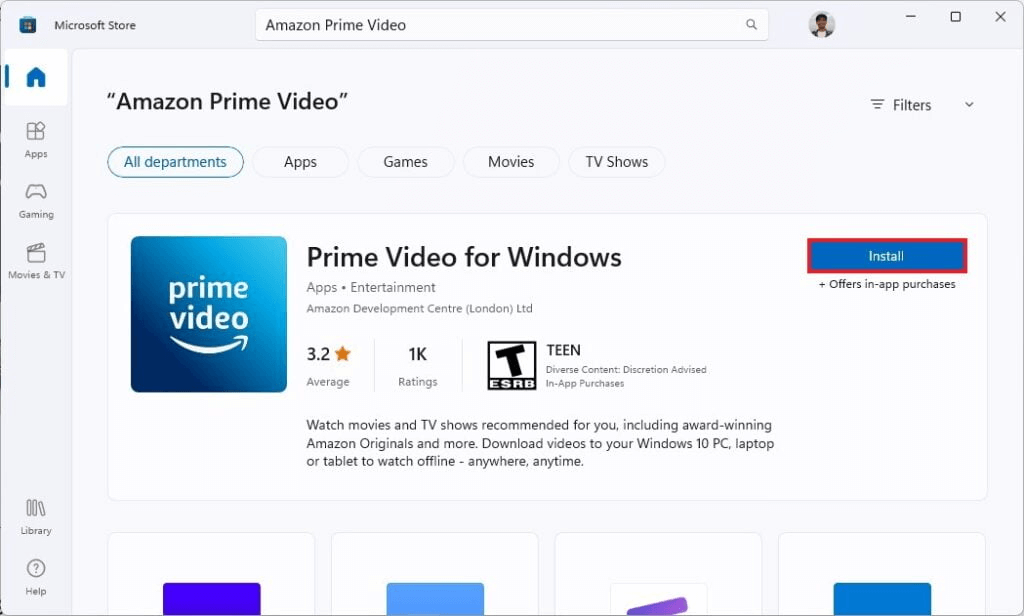 download Amazon Prime Video app on pc