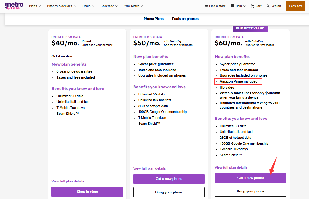 join Metro plan to get free prime