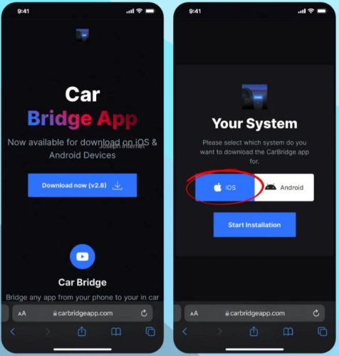 install CarBridge app on iPhone