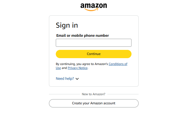 sign up amazon account