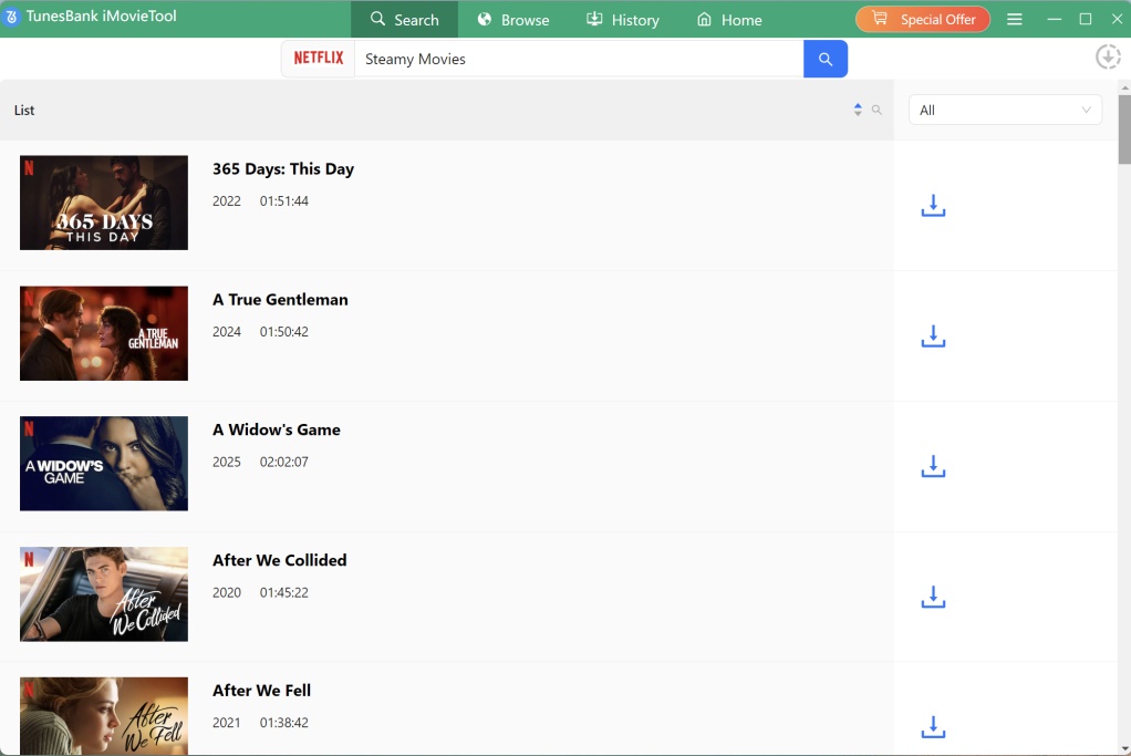search netflix movie